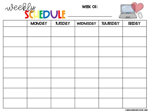 Weekly Schedule Templates Distance Learning Schedule Templates
