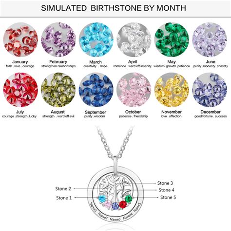 Tree Of Life Necklace With Birthstones 925 Sterling Silver Etsy