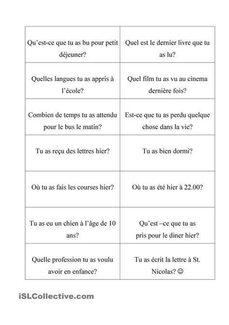Formes composées / compound tenses. questions au passé composé (avec images) | Fiches ...