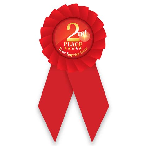 Custom Econo Rosette Ribbon With Button Insert 2nd Place Award
