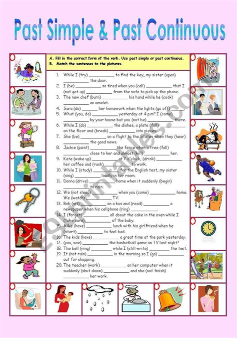 Past Simple And Past Continuous Esl Worksheet By Sharon F