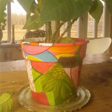Reused Plasticpot Is Upcycled With Colourful Leftover Fabrics Spring