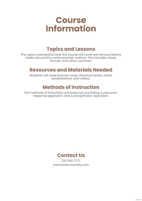 Course Handout Template In Illustrator Word Psd Download