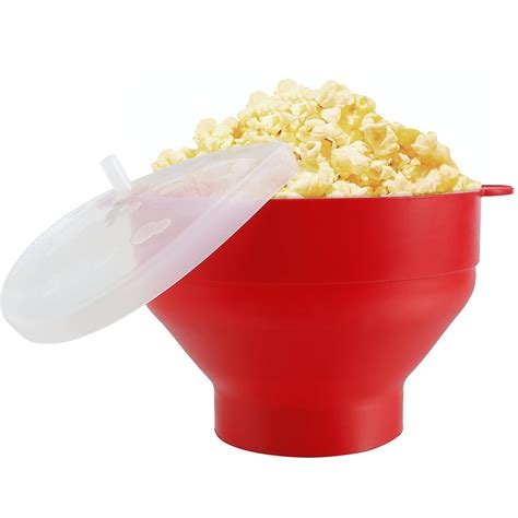 Silicone Microwave Popcorn Popper Foldable Popcorn Bucket With Lid And