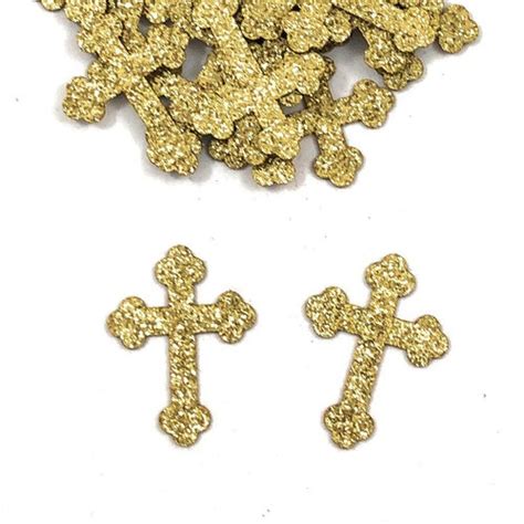 Gold Glitter Cross Confetti 100 Pieces Baptism Table Etsy