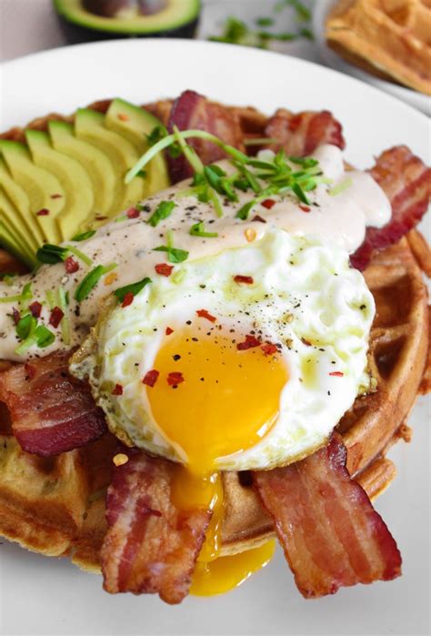 Savory Breakfast Waffles With Maple Cream Sauce