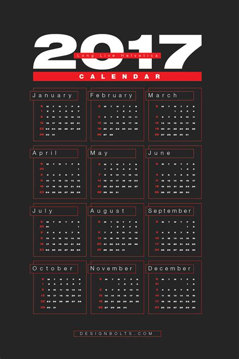 Free 2017 Wall Calendar Printable Design Template In Ai