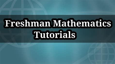 Freshman Mathematics Chapter Set Theory Youtube