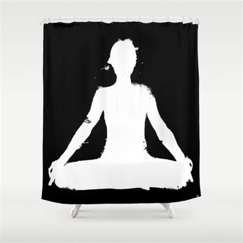 Yoga Pose Chakra Black And White Silhouette Shower Curtain By Xiari