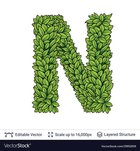 Letter N Symbol Of Green Leaves Royalty Free Vector Image
