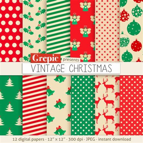 Christmas Digital Paper Vintage Christmas With Vintage Christmas
