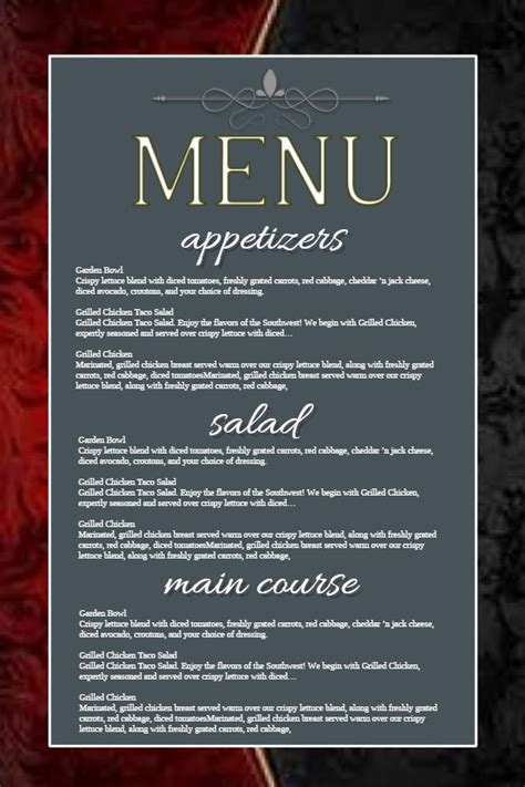 Fine Dining Eatery Menu Template Click To Customize Fine Dining