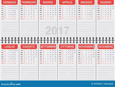 Calendario Italiano 2017 Illustrazione Di Stock Illustrazione Di