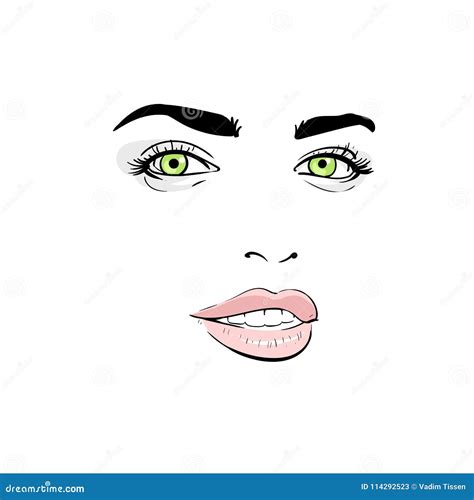 Woman Face Portrait Outlines Digital Sketch Hand Drawing