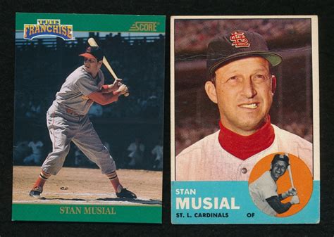 Lot Of 2 Stan Musial Baseball Cards With 1963 Topps 250 Stan Musial