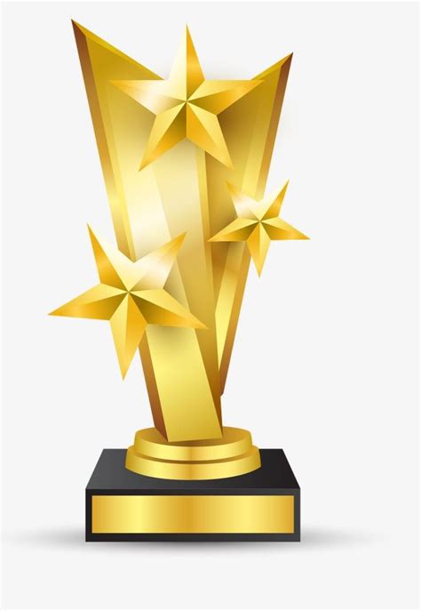 Trophies Gold Award Five Pointed Stargold Vectortrophy Vector