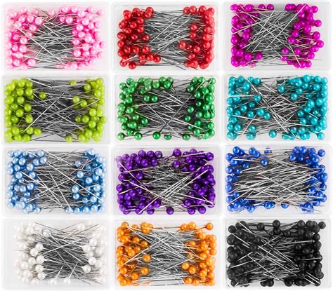 Aiex 1200 Pieces Sewing Pins Multicolor Head Pins Straight For