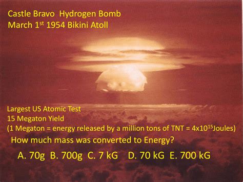 Castle Bravo Hydrogen Bomb March 1 1954 Bikini Atoll