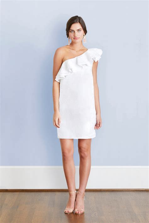 Colby One Shoulder Little White Dress And Wedding Rehearsal Dinner Dress Jane Summers