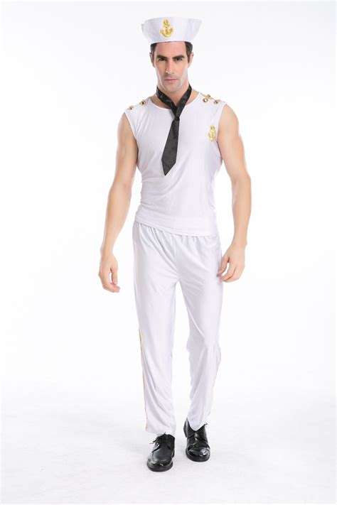 2017 Hot Sexy New Men White Navy Clothes Sexy Sailor Costume Halloween