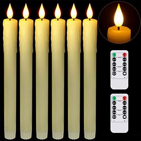 Pchero Led Tapered Candles With Remote Control 6pcs Battery Operated Led Flameless Fake Candles