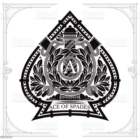 Ace Of Spades Form With Lighthouse Between Laurel Wreath And Crossed