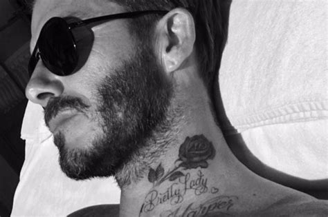 David and victoria beckham's eldest son is a fan of body ink, judging by his several drawings. David Beckham Gets Rose Tattoo on His Neck