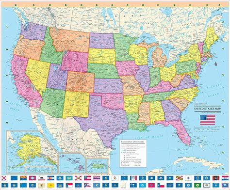 Cool Owl Maps United States Wall Map Poster With State