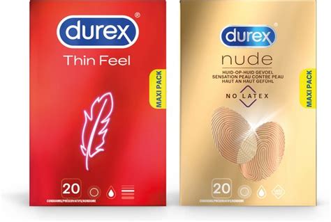 Durex 40 Condooms Thin Feel 20 Stuks Nude No Latex 20 Stuks