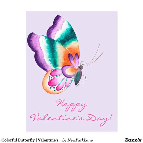 Colorful Butterfly | Valentine's Day Postcard | Zazzle.com | Colorful postcards, Colorful ...