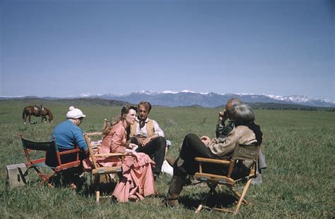 Julie London Gary Cooper And Lee J Cobb On The Set Of Man Of The West