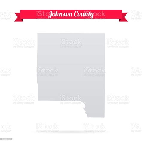 Johnson County Iowa Map On White Background With Red Banner Stock