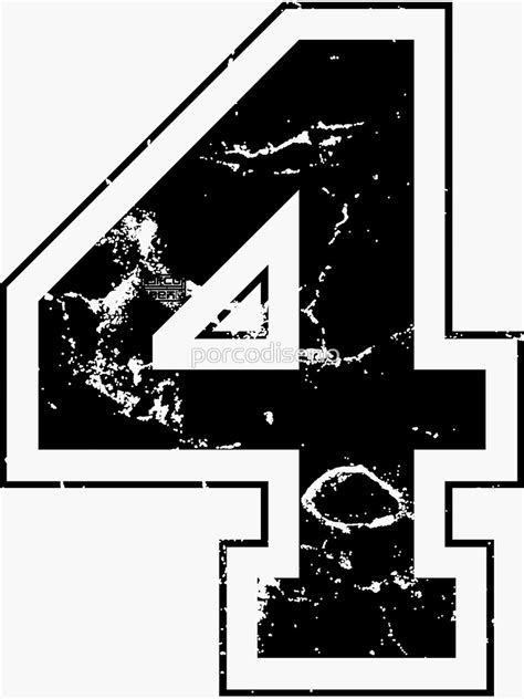 Number 4 Four Black Jersey Sports Athletic Player Sticker For Sale By
