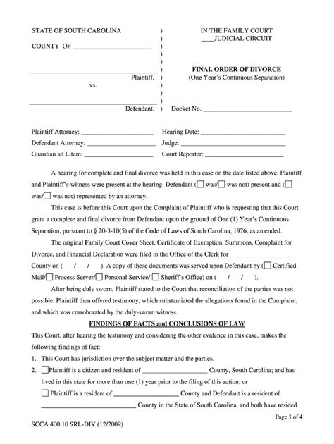 How To Get A Divorce In Sc Without Waiting A Year Fill Out And Sign