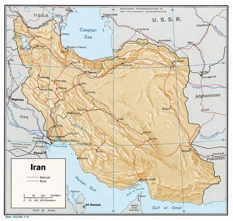 Detailed Political Map Of Iran With Relief Roads Railroads And Major