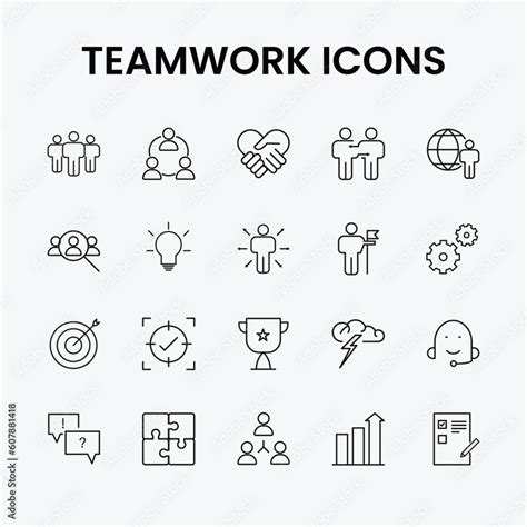 Teamwork Icon Set Business Teamwork Team Building Work Group And