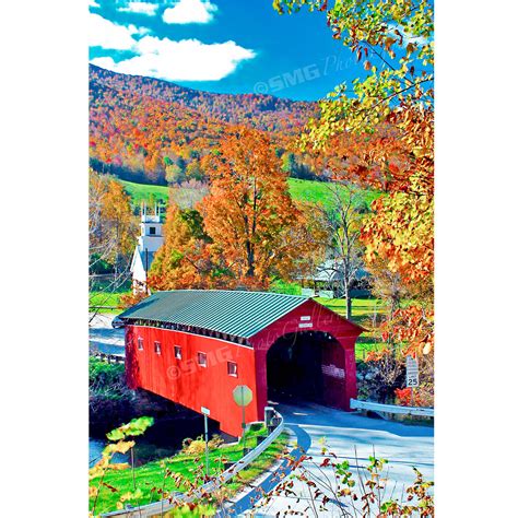 Covered Bridge Red W Arlington Vermont Autumn Home Decor Wall