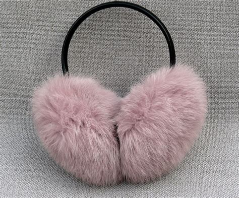 Pink Ear Warmers Rabbit Fur Earmuffs Fluffy Ear Muffs Warm Etsy