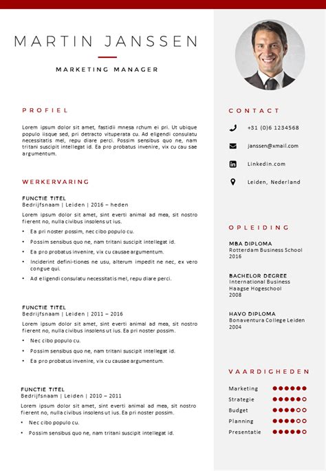 If you aren't sure about what to include on your resume, download our cv outline template in word ! CV Sjabloon 30, voorbeeld cv sjabloon in Word