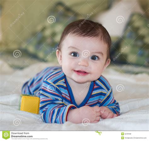 Baby Boy Smiling While Posing Stock Photo Image Of Newborn Smiling
