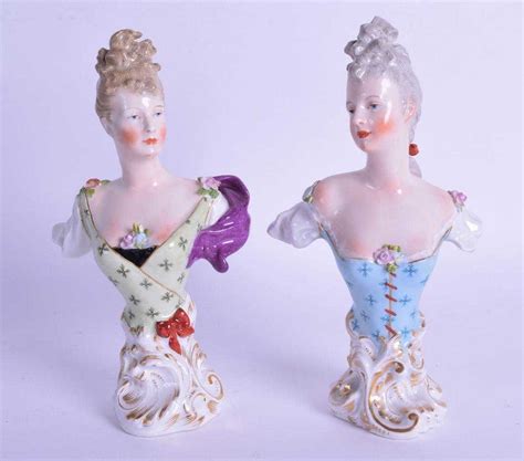 A Pair Of 19th Century Dresden Porcelain Busts