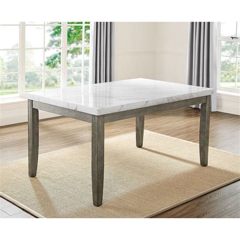 Steve Silver Emily Em500wt Contemporary Guangxi White Marble Top Dining Table Dunk And Bright