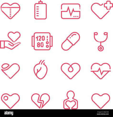 Cardiology Medicine Vector Line Icons Cardiologist And Heart Diseases