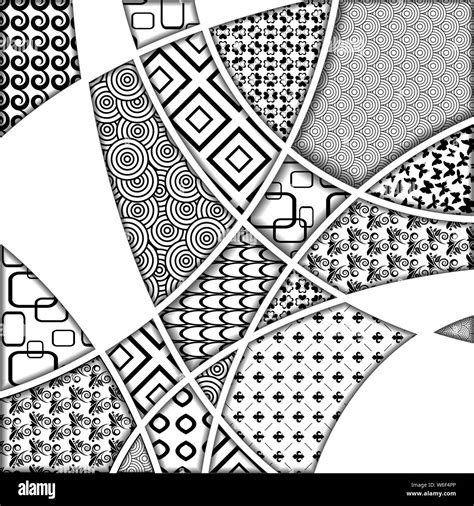 Set Of Different Black And White Zentangle Square Patterns Stock Vector