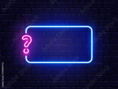 Stock Image Neon Quiz Banner Glowing Question Mark Color Neon Banner