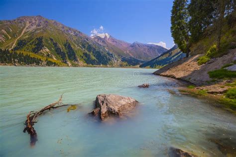 Lake Mountain Landscape Central Asia Stock Image Image Of Peak