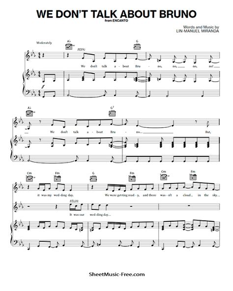We Dont Talk About Bruno Sheet Music From Encanto ♪ Sheetmusicfree