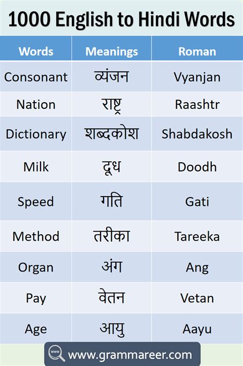 9 Common Vocabulary With Hindi Words Meaning Learn