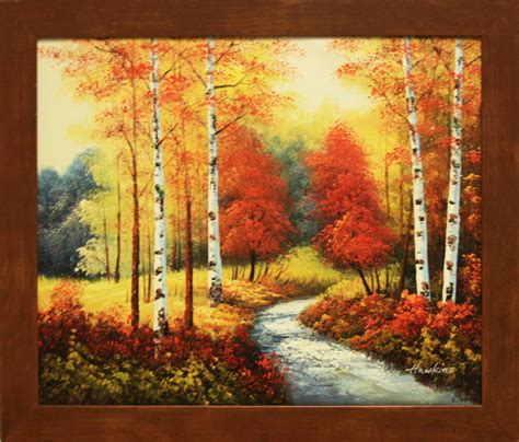 Autumn Park Red Birch Trees River Fall Sunset Landscape