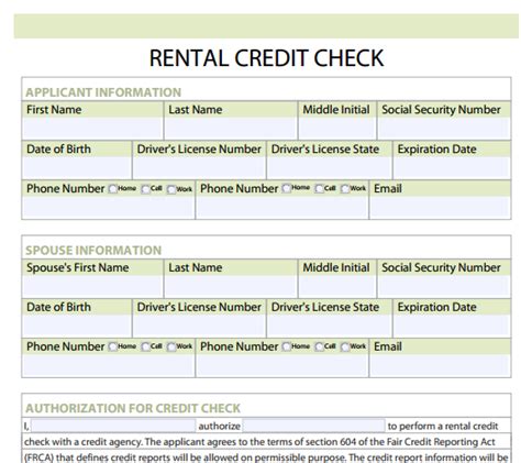 So, as long as your apartment rental denials do not show up on your credit report. Credit Check Forms for Rentals Word - Microsoft Excel ...